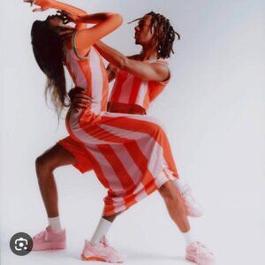 Puma x Dua Lipa Collab Striped Dress Orange & Pink Size Large